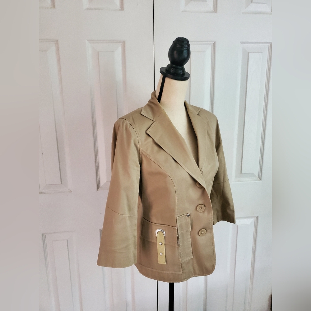 Tan Women's Blazer with Button Detail